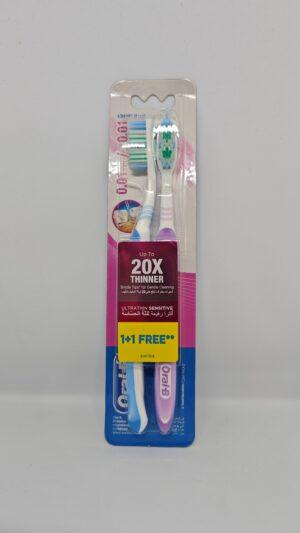 مسواک اورال بی مدل ULTRATHIN SENSITIVEبسته دو عددی خیلی نرم